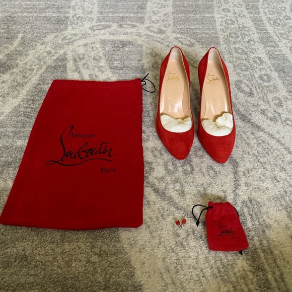 Louboutin 85mm red suede heels main image 6